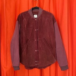 H&M bomber vintage inspired burgundy suede jacket